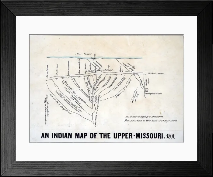 Framed Print : 1801 Indian map of the Upper-Missouri Framed Print : 1801 Indian map of the Upper-Missouri