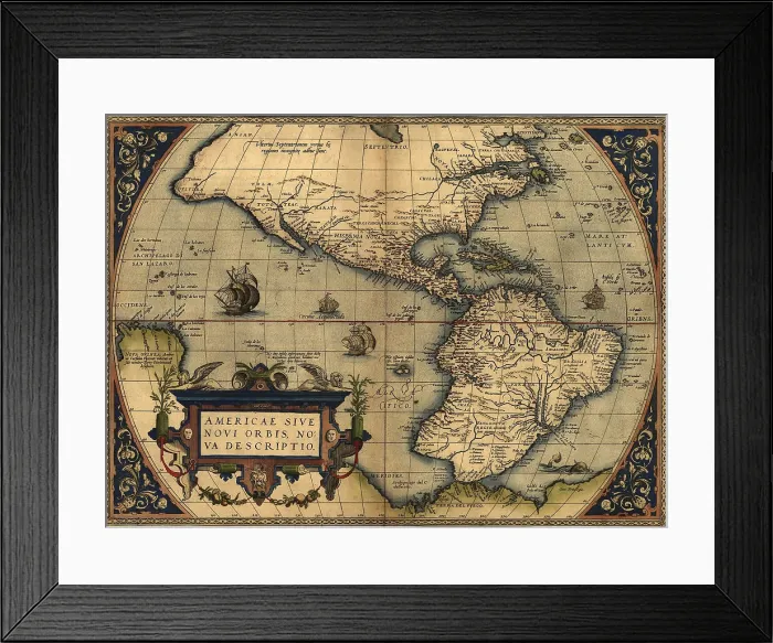 Framed Print : 1570 map of the Western Hemisphere. From Abraham Ortelius, Theatrvm orbis terrarvm Framed Print : 1570 map of the Western Hemisphere. From Abraham Ortelius, Theatrvm orbis terrarvm