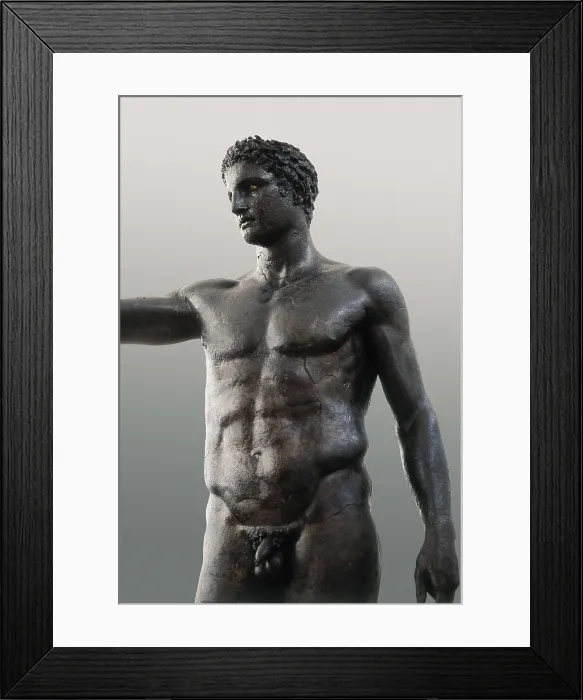 Framed Print : The boy from Marathon. 325 -300 BC. Work of Praxiteles workshop. Classical Greek art. Sculpture on bronze. GREECE. Athens. National Museum of Archaeology. Proc: GREECE