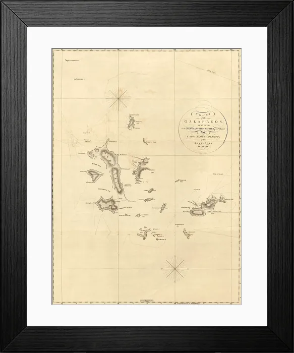 Framed Print : 1798 map of the Galapagos islands in the Pacific Ocean Framed Print : 1798 map of the Galapagos islands in the Pacific Ocean