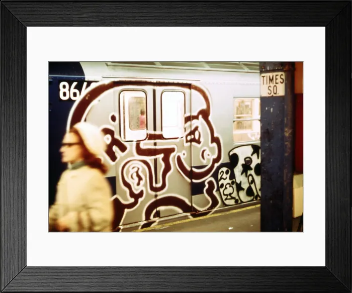 Framed Print : 1970s America. Graffiti on a subway car at Times Square subway station. Manhattan, New York City, ca. 1972 Framed Print : 1970s America. Graffiti on a subway car at Times Square subway station. Manhattan, New York City, ca. 1972