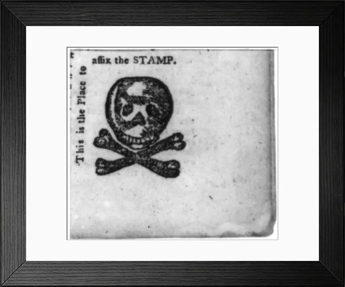 Framed Print : The Stamp Act of 1765, This is the place to affix the stamp, illustration from The Pennsylvania Journal and Weekly Advertiser, October 24, 1765