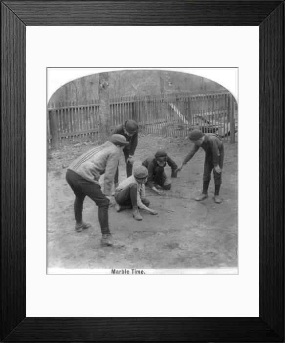 Framed Print : Marble Time, boys playing marbles, 1891