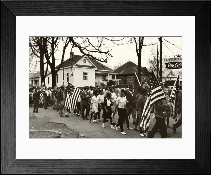Framed Print : Civil Rights, the freedom march from Selma to Montgomery, Alabama in 1965. Photo by Peter Pettus, 1965