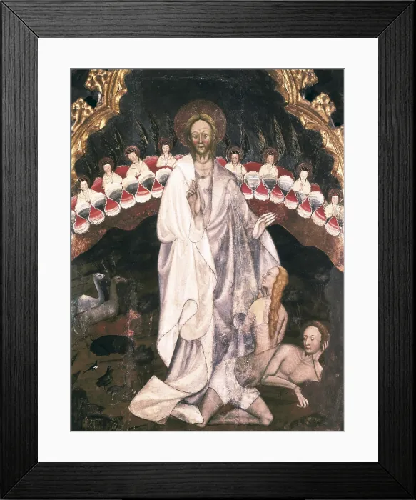 Framed Print : MURRamon de (?-1435). Guimera Altarpiece. 1402-1412. Detail of the Creation of the World and the creation of Eve. Auction. Gothic art. Tempera on wood. SPAIN. Vic Framed Print : MURRamon de (?-1435). Guimera Altarpiece. 1402-1412. Detail of the Creation of the World and the creation of Eve. Auction. Gothic art. Tempera on wood. SPAIN. Vic