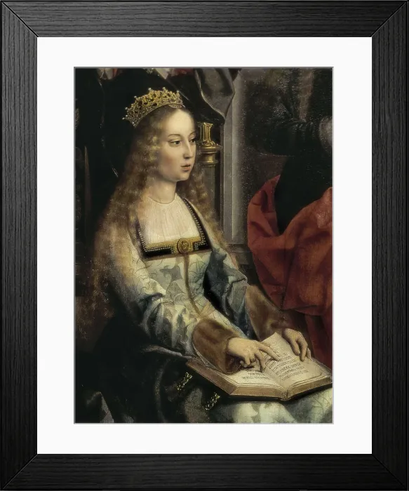 Framed Print : La Virgen de la Mosca. beg. 16th c. SPAIN. Toro. Colegiata de Santa Mara la Mayor (Collegiate Church of Santa Mara la Mayor). Detail with the Queen Isabel studying. Flemish art