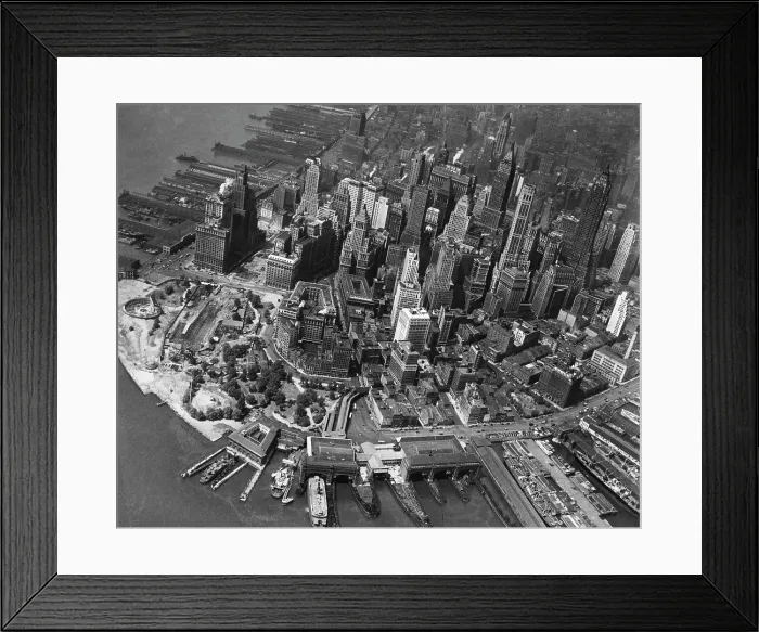 Framed Print : New York City, view of the financial district in downtown Manhattan, taken from a blimp flying at 1500 ft.above the city, 6 / 30 / 1947. CSU Archives / Everett Collection Framed Print : New York City, view of the financial district in downtown Manhattan, taken from a blimp flying at 1500 ft.above the city, 6 / 30 / 1947. CSU Archives / Everett Collection
