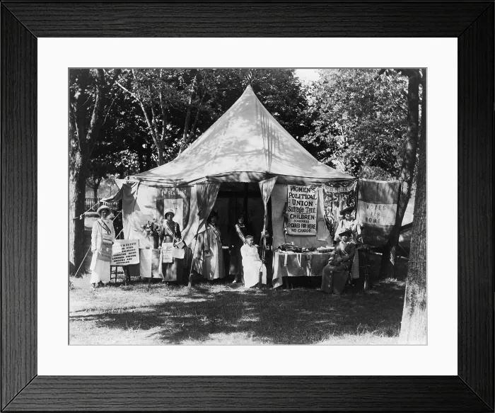 Framed Print : Women's Political Union campaigning in the summer of 1914 for passage of a New York State women's suffrage amendment Framed Print : Women's Political Union campaigning in the summer of 1914 for passage of a New York State women's suffrage amendment