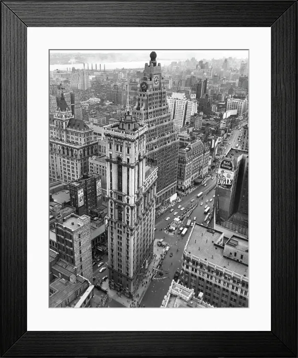 Framed Print : New York City, Times Square, an aerial view of the NY Times building, and a Red Cross banner spanning Times Square, 7 / 16 / 1948. CSU Archives / Everett Collection