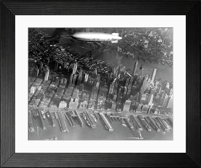 Framed Print : New York City, aerial view of the U.S.S. Akron dirigible, flying over the Hudson River in Manhattan, 11 / 2 / 1931. CSU Archives / Everett Collection