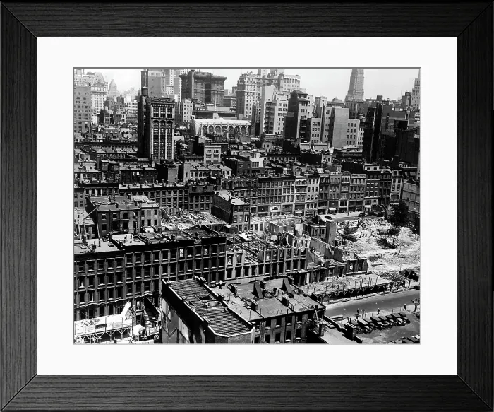 Framed Print : New York City, buildings built in the 1800s are demolished on Fifth & Sixth Avenue, between 48th & 51st St, to make way for Radio City & Rockefeller Center, 5 / 28 / 1931 Framed Print : New York City, buildings built in the 1800s are demolished on Fifth & Sixth Avenue, between 48th & 51st St, to make way for Radio City & Rockefeller Center, 5 / 28 / 1931