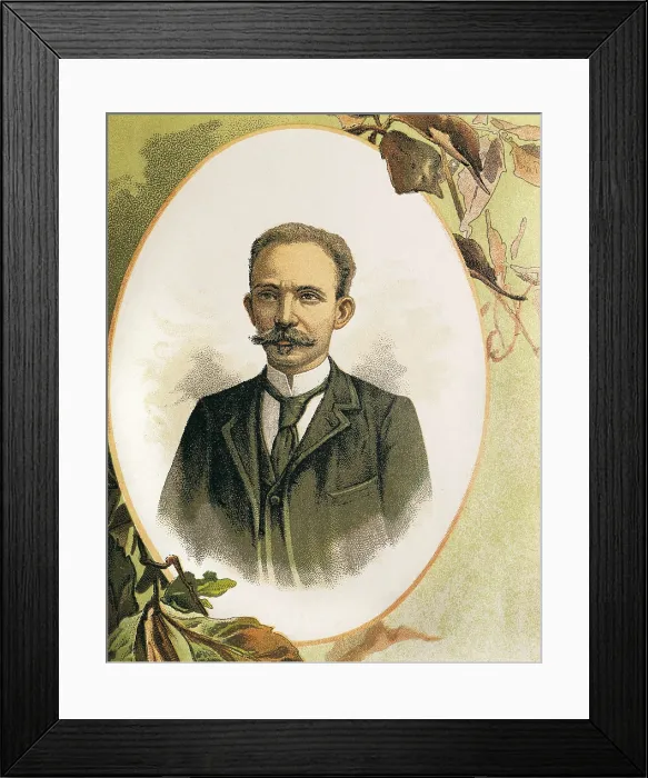 Framed Print : WEYLER Y NICOLAU, Valeriano (1838-1930); MARTI, Jos (1853-1895). Portrait from the work 'Mi mando en Cuba' (My comand in Cuba), written by General Weyler. Engraving
