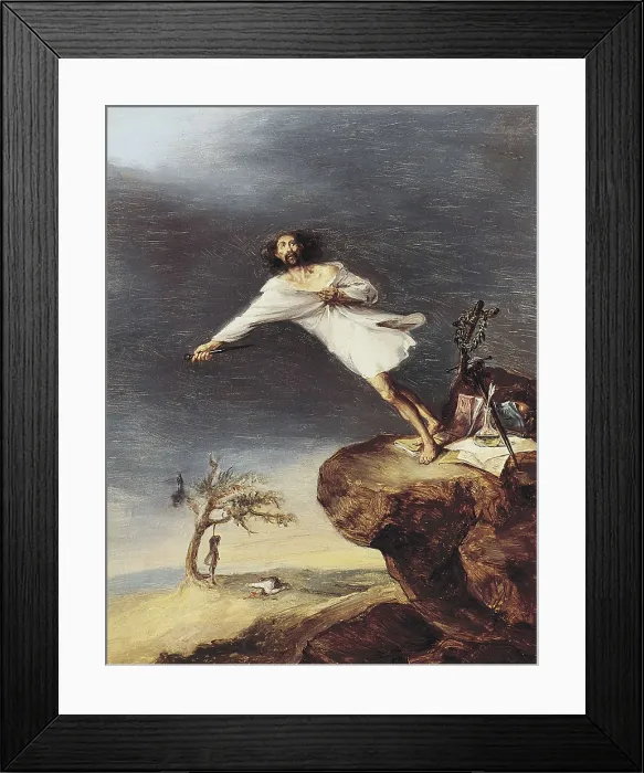 Framed Print : ALENZA y NIETO, Leonardo (1807-1845). Satire of the Suicide. 1st half 19th c. Romanticism. Oil on canvas. SPAIN. Madrid. Romantic Museum. AISA / Everett Collection**US SALES ONLY**