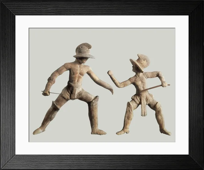Framed Print : Gladiators. Roman art. Terra-cotta. ITALY. Taranto. Taranto Archaelogical National Museum. AISA / Everett Collection**US SALES ONLY**