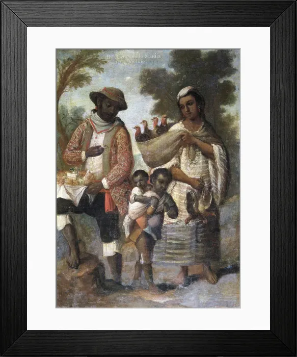 Framed Print : ISLAS, Andres de (18th c.). From Albarazado and Indian: Barcino. 1774. Casta paintings. Mexican school. Colonial baroque. Oil on canvas. SPAIN. Madrid. America's Museum