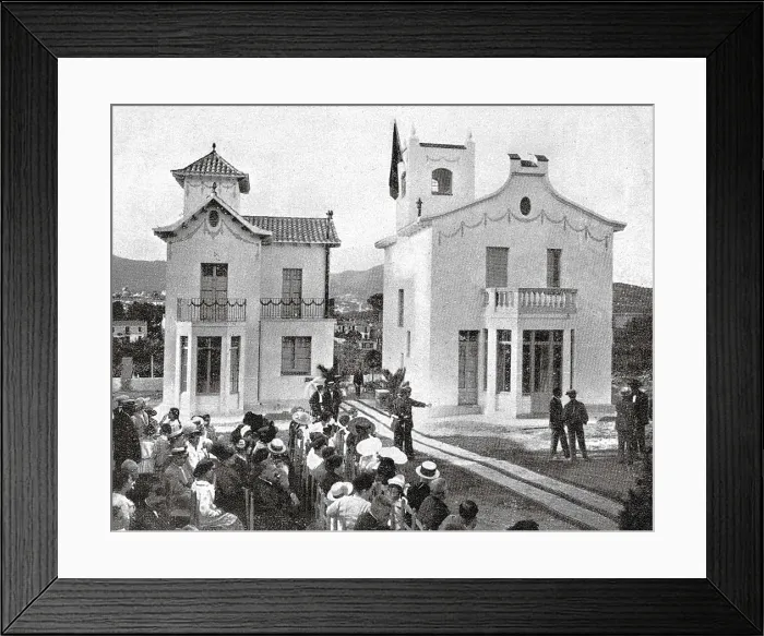 Framed Print : SPAIN. Barcelona. Spain (1916). Barcelona. Inauguratio of the first group of houses of the Journalist Cooperative, in Horta district