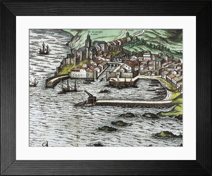 Framed Print : AISA / Everett Collection HOGENBERG, Franz (1535-1590). Civitatis Orbis Terrarum. 1572-1617. Santander. Upper detailr Framed Print : AISA / Everett Collection HOGENBERG, Franz (1535-1590). Civitatis Orbis Terrarum. 1572-1617. Santander. Upper detailr