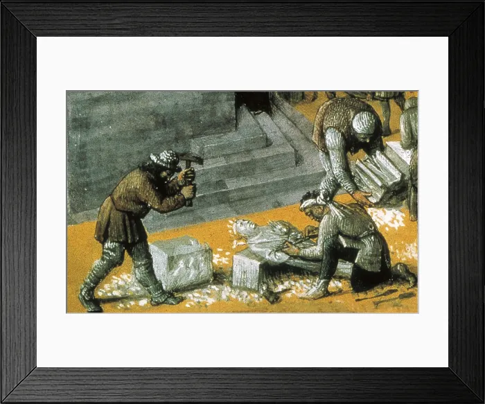 Framed Print : MAITRE DU BOCCACE DE MUNICH (2nd half 15 c.); Fouquet, Jean (1420-1481). Jewish Antiquities. ca. 1465. Fol. 163: The Construction of the Temple of Jerusalem. Renaissance art