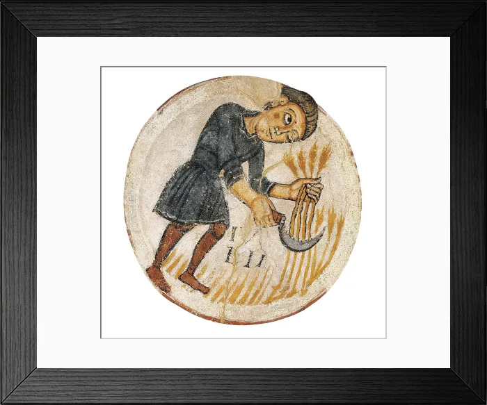 Framed Print : Royal Collegiate Church of San Isidoro. Royal Pantheon. 12th c. SPAIN. Len. Royal Collegiate Church of San Isidoro. Cycle Month. July. Romanesque art. Fresco Framed Print : Royal Collegiate Church of San Isidoro. Royal Pantheon. 12th c. SPAIN. Len. Royal Collegiate Church of San Isidoro. Cycle Month. July. Romanesque art. Fresco