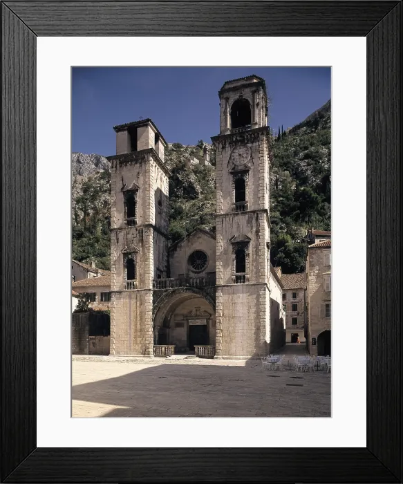 Framed Print : MONTENEGRO. Kotor. Cathedral of Saint Tryphon (11th c.) in romanesque style with renaissance towers. AISA / Everett Collection**US SALES ONLY** Framed Print : MONTENEGRO. Kotor. Cathedral of Saint Tryphon (11th c.) in romanesque style with renaissance towers. AISA / Everett Collection**US SALES ONLY**