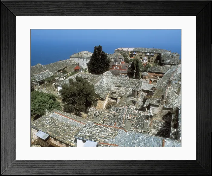 Framed Print : Lavra Monastery. 963. GREECE. HAGION OROS. Mount Athos. Megisti Lavra Monastery. Monastery roofs. Middle Byzantine art. AISA / Everett Collection**US SALES ONLY**