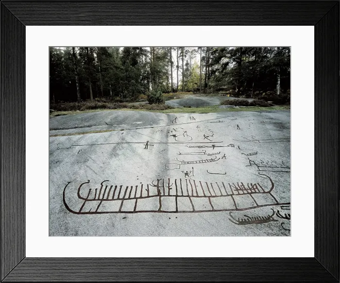 Framed Print : SWEDEN. Tanum. Petroglyphs of Tanum. Navigation scene. Bronze Age. Painting. AISA / Everett Collection**US SALES ONLY** Framed Print : SWEDEN. Tanum. Petroglyphs of Tanum. Navigation scene. Bronze Age. Painting. AISA / Everett Collection**US SALES ONLY**