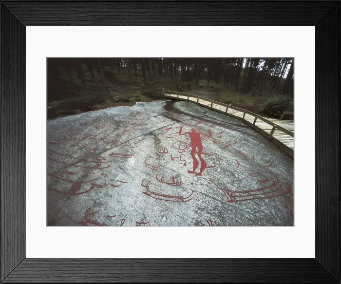 Framed Print : SWEDEN. Tanum. Litsleby Rock. The god of spear and boats. Bronze Age. Cave; Petroglyph. AISA / Everett Collection**US SALES ONLY** Framed Print : SWEDEN. Tanum. Litsleby Rock. The god of spear and boats. Bronze Age. Cave; Petroglyph. AISA / Everett Collection**US SALES ONLY**