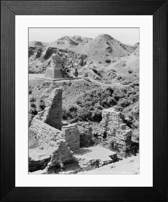 Framed Print : Babylon, Basalt lion marking Daniel's den, Iraq, circa 1932 Framed Print : Babylon, Basalt lion marking Daniel's den, Iraq, circa 1932