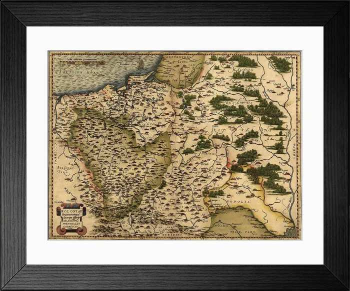 Framed Print : 1570 map of Poland. Poland's political boundaries have changed dramatically over time. This map shows a small, landlocked Poland Framed Print : 1570 map of Poland. Poland's political boundaries have changed dramatically over time. This map shows a small, landlocked Poland