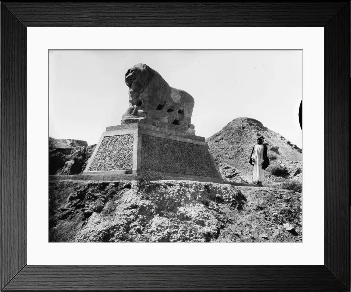 Framed Print : Babylon, a Basalt lion, Iraq, circa 1932 Framed Print : Babylon, a Basalt lion, Iraq, circa 1932