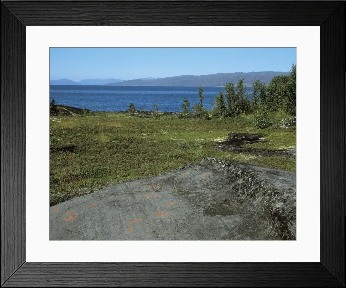 Framed Print : NORWAY. FINNMARK. Alta. Rock paintings of Alta (s. 4200-500 BC). Rock n. 13, next to the fjord. Painting. AISA / Everett Collection**US SALES ONLY**