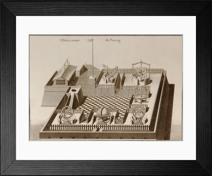 Framed Print : Beijing Observatory, from a 1674 engraving. Instruments are similar to those used in Europe