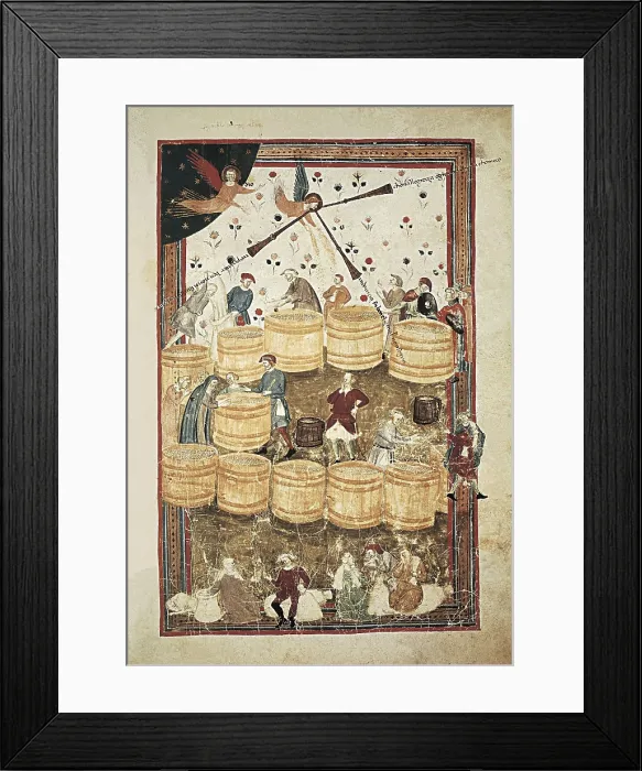Framed Print : Grain dealer. Miniature painting by Domencio Lenzi (14th c.). Renaissance art. Trecento. Miniature Painting. ITALY. Florence. Biblioteca Medicea Laurenziana (Laurentian Library) Framed Print : Grain dealer. Miniature painting by Domencio Lenzi (14th c.). Renaissance art. Trecento. Miniature Painting. ITALY. Florence. Biblioteca Medicea Laurenziana (Laurentian Library)