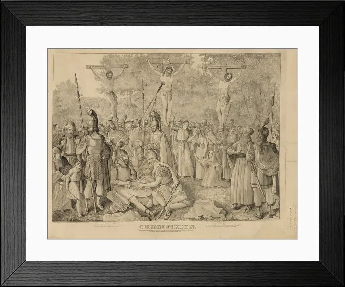 Framed Print : Jesus Christ, depiction of the crucifixion of Jesus Christ (top center), drawing, circa 1835