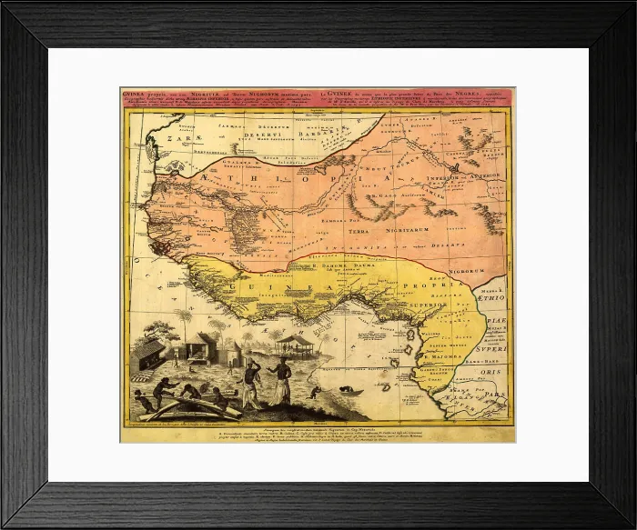 Framed Print : 1743 map of west coast of Africa where slave trade thrived Framed Print : 1743 map of west coast of Africa where slave trade thrived