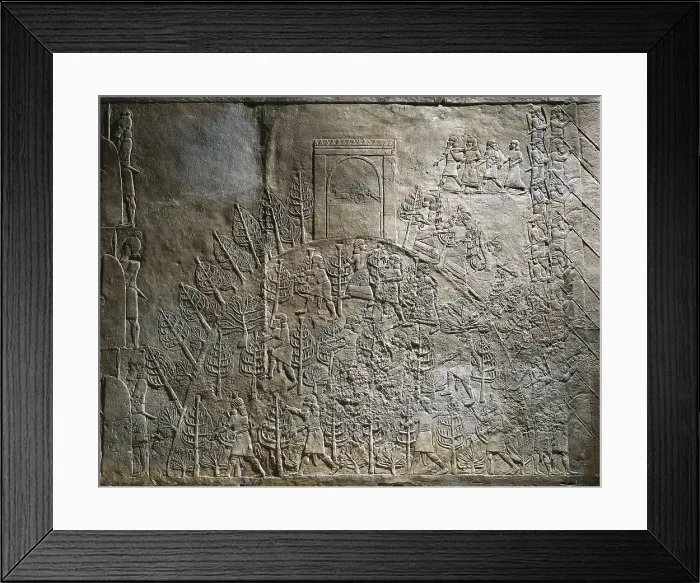 Framed Print : Detail of a panel. Gardeners working in the palace gardens. Assyrian art. Relief on rock. UNITED KINGDOM. London. The British Museum. Proc: IRAQ. Kuyunjik. Nineveh Framed Print : Detail of a panel. Gardeners working in the palace gardens. Assyrian art. Relief on rock. UNITED KINGDOM. London. The British Museum. Proc: IRAQ. Kuyunjik. Nineveh