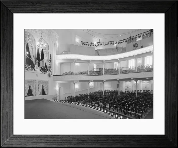 Framed Print : Theaters, Ford's Theater, site of the Assassination of President Abraham Lincoln, interior, orchestra and balconies from stage, 511 Tenth Street Northwest, Washington DC