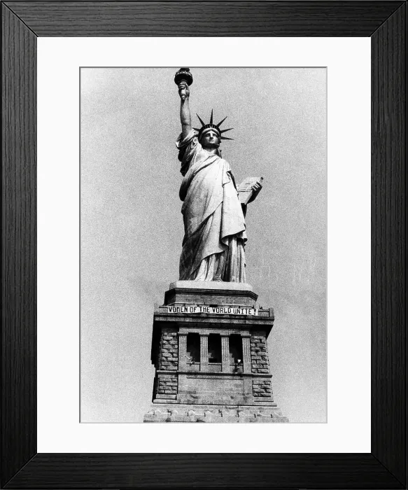 Framed Print : The Statue of Liberty with a banner that reads Women Of The World Unite, placed there by members of a women's liberation group, New York, August 10, 1970 Framed Print : The Statue of Liberty with a banner that reads Women Of The World Unite, placed there by members of a women's liberation group, New York, August 10, 1970