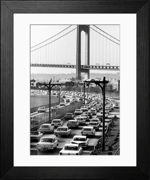 Framed Print : An opening day traffic jam on the Verrazano-Narrows Bridge, connecting Brooklyn to Staten Island, New York, November 22, 1964. Courtesy: CSU Archives  /  Everett Collection