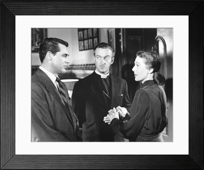Framed Print : THE BISHOP'S WIFE, from left, Cary Grant, David Niven, Loretta Young, 1947 Framed Print : THE BISHOP'S WIFE, from left, Cary Grant, David Niven, Loretta Young, 1947