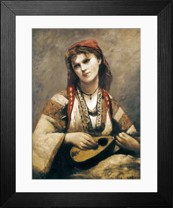 Framed Print : COROT, Jean-Baptiste Camille (1796-1875). Gypsy with a Mandolin. 1874. Realism. Oil on canvas. BRAZIL. Sao Paulo. Sao Paulo Museum of Art. AISA / Everett Collection**US SALES ONLY**