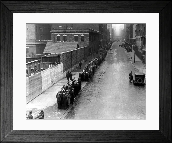 Framed Print : Men wait in line for food on East 25th Street, New York City, 1930. Courtesy: CSU Archives / Everett Collection Framed Print : Men wait in line for food on East 25th Street, New York City, 1930. Courtesy: CSU Archives / Everett Collection