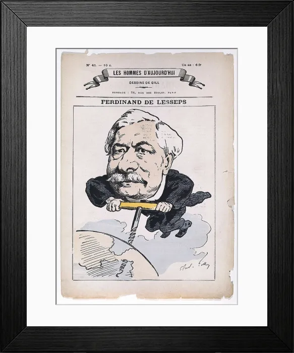 Framed Print : Lesseps, Ferdinand, vicomte de (1805-1894). Caricature of Lesseps. Engraving. FRANCE. Paris. National Library. AISA / Everett Collection**US SALES ONLY**