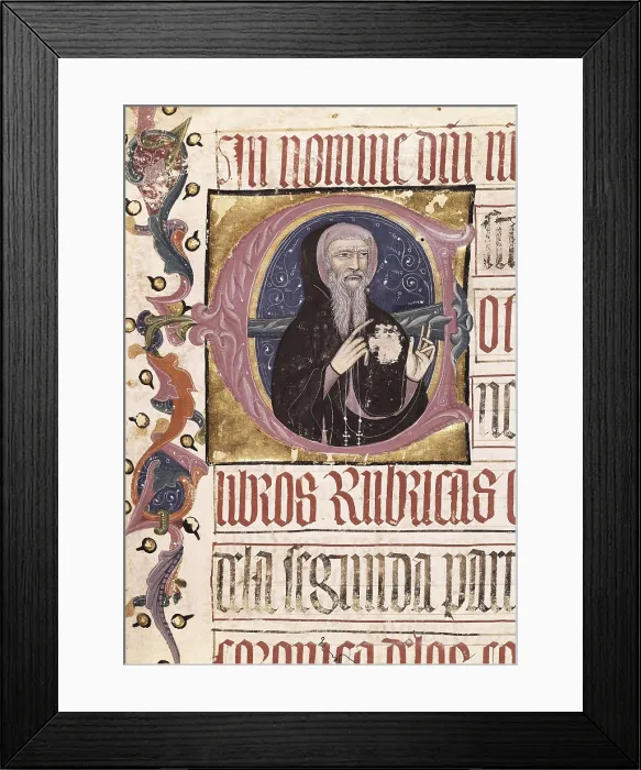 Framed Print : FERNANDEZ DE HEREDIA, Juan (1310-1396). 'La Crnica de los Conqueridores' (Chronicle of the Conquerors). Chapter letter with the portrait of Fernndez de Heredia Framed Print : FERNANDEZ DE HEREDIA, Juan (1310-1396). 'La Crnica de los Conqueridores' (Chronicle of the Conquerors). Chapter letter with the portrait of Fernndez de Heredia