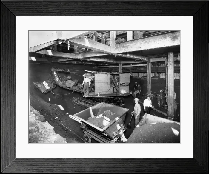 Framed Print : NEW YORK CITY, workmen in the tunnels, during the construction of the New York City Subway. Circa 1920s. Courtesy: CSU Archives / Everett Collection