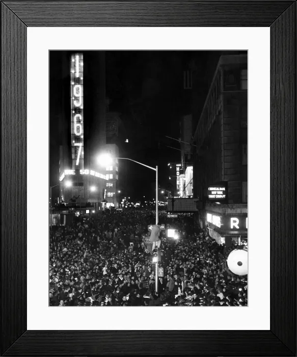 Framed Print : New Year's Eve celebration in Times Square, New York City, January 1, 1967