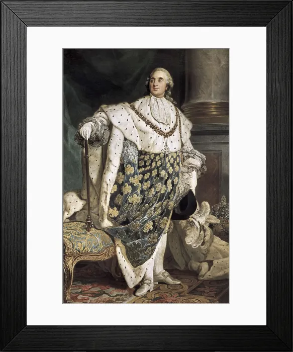 Framed Print : DUPLESSIS, Joseph-Sifrde (1724-1802). Louis XVI in Coronation Robes. ca. 1774. Oil on canvas. FRANCE. Paris. Muse Carnavalet (Carnavalet Museum) Framed Print : DUPLESSIS, Joseph-Sifrde (1724-1802). Louis XVI in Coronation Robes. ca. 1774. Oil on canvas. FRANCE. Paris. Muse Carnavalet (Carnavalet Museum)