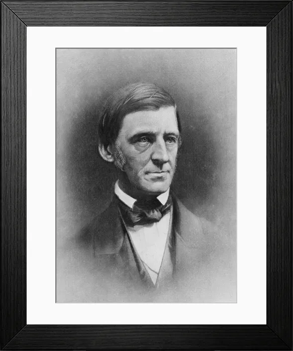 Framed Print : Ralph Waldo Emerson (1803-82, American writer and poet. 1884 mezzotint portrait)