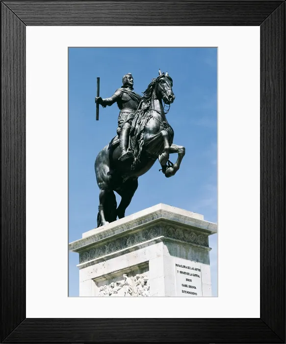 Framed Print : TACCA, Pietro (1577-1640). Equestrian statue of Philip IV. beg. 17th c. SPAIN. Madrid. Placed in Plaza de Oriente, Madrid. Sculpture on bronze