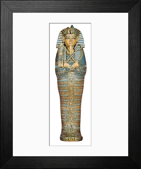 Framed Print : Sarcophagus for the viscera. 1375 - 1358 BC. 18th Dynasty. Made in plated wood with golden sheets inlaid. From the Tut-Ankh-Amun's treasure. Egyptian art. New Kingdom. EGYPT